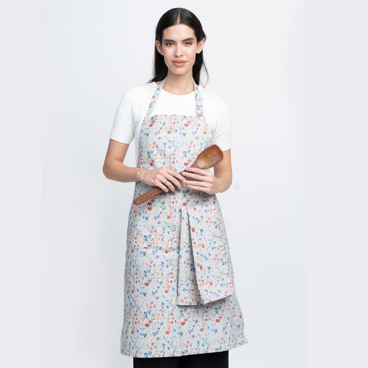 Cotton Apron Hand-Painted Botanical Meadows