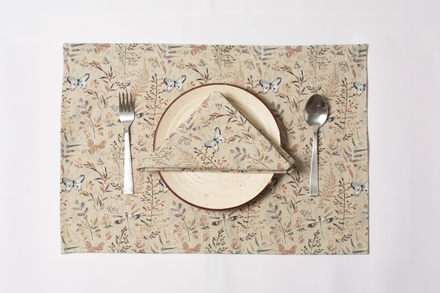 Cotton Table napkins Hand-Painted ferns and dragonflies Design