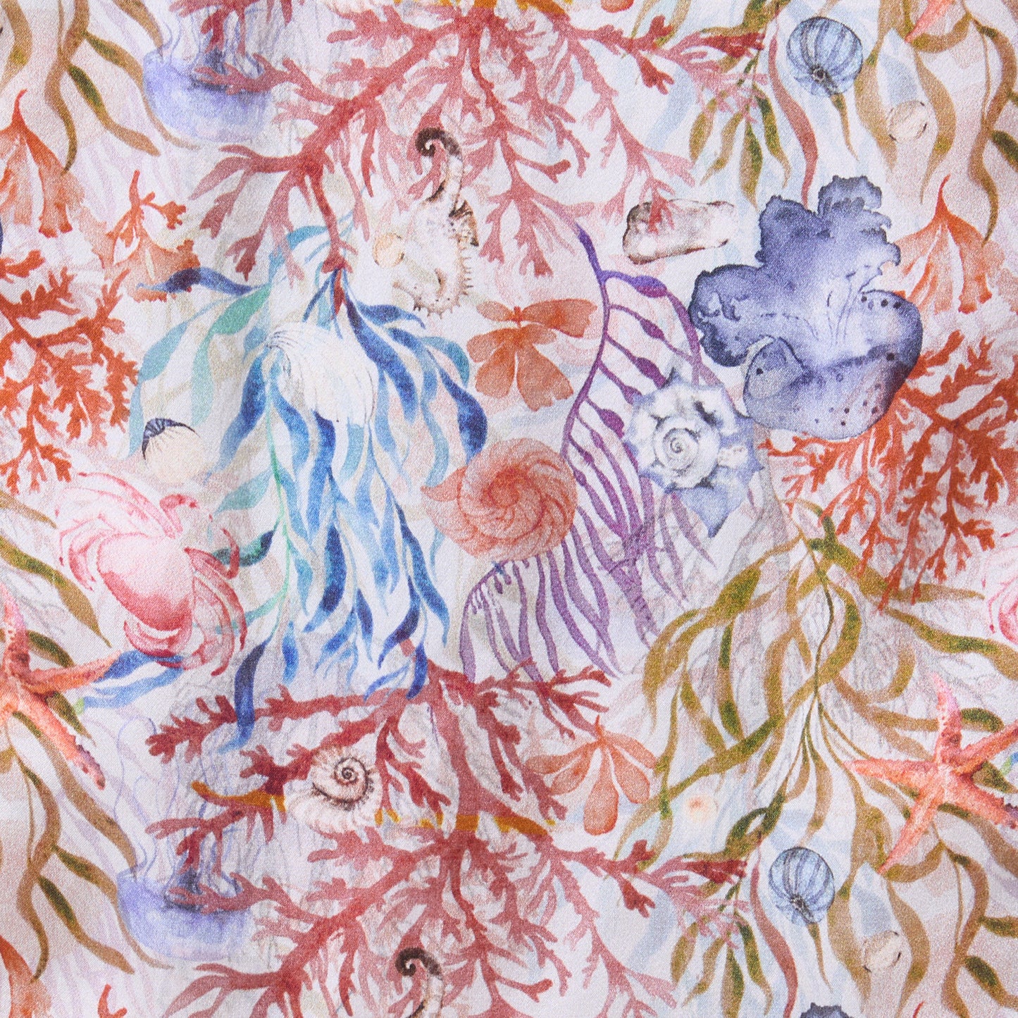 LONG HAND ROLL HEMMED SCARF UNDERSEA TREASURES