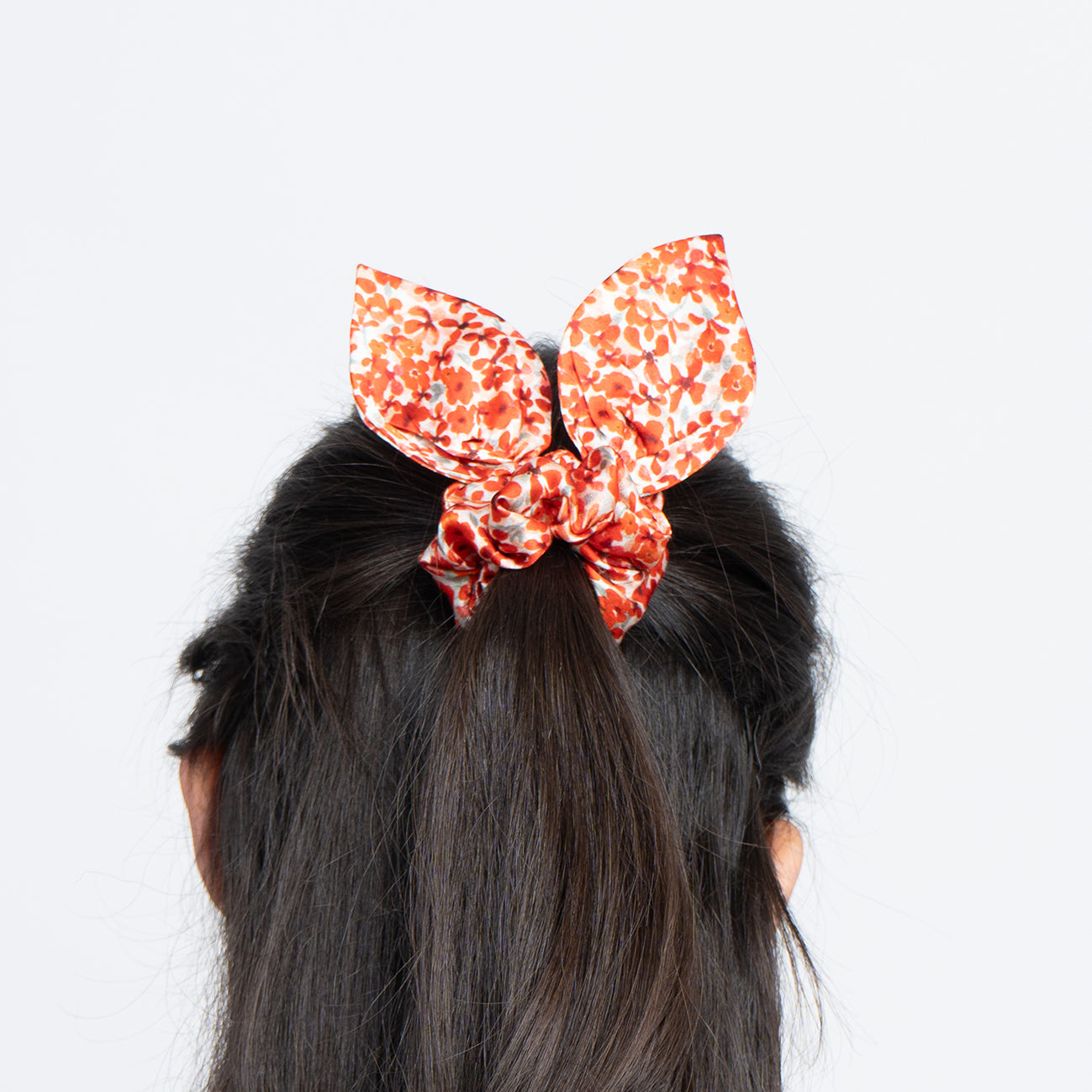 100% Silk Bow Scrunchie Ditsy Red