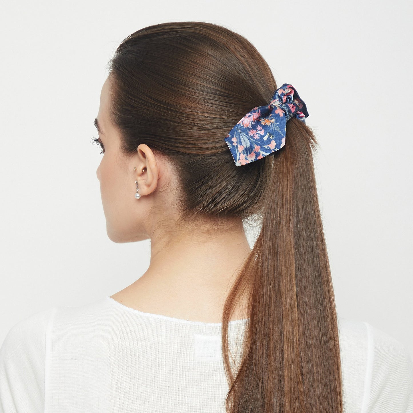 100% Silk Bow Scrunchie Garden Glimpses