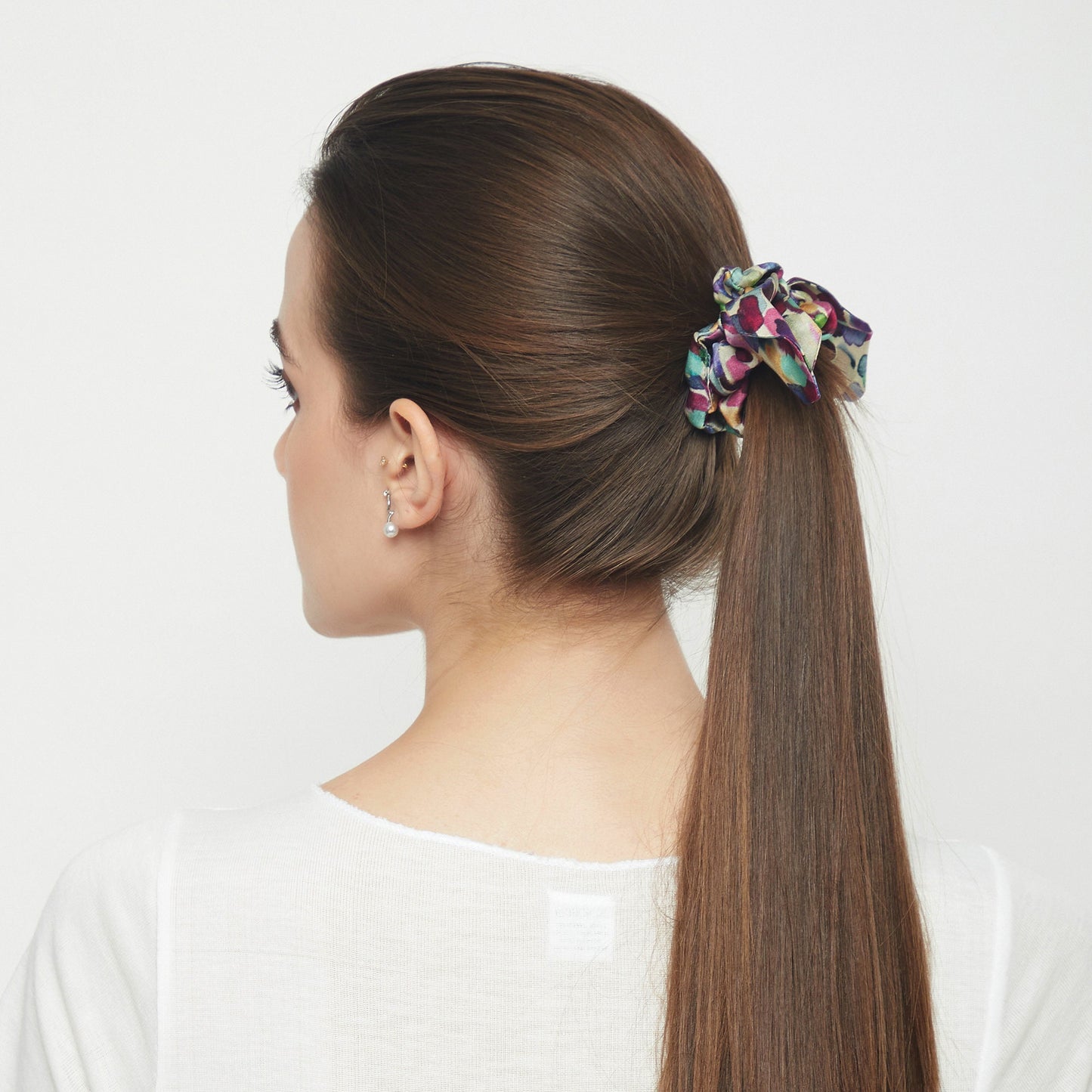 100% Silk Bow Scrunchie brush strokes