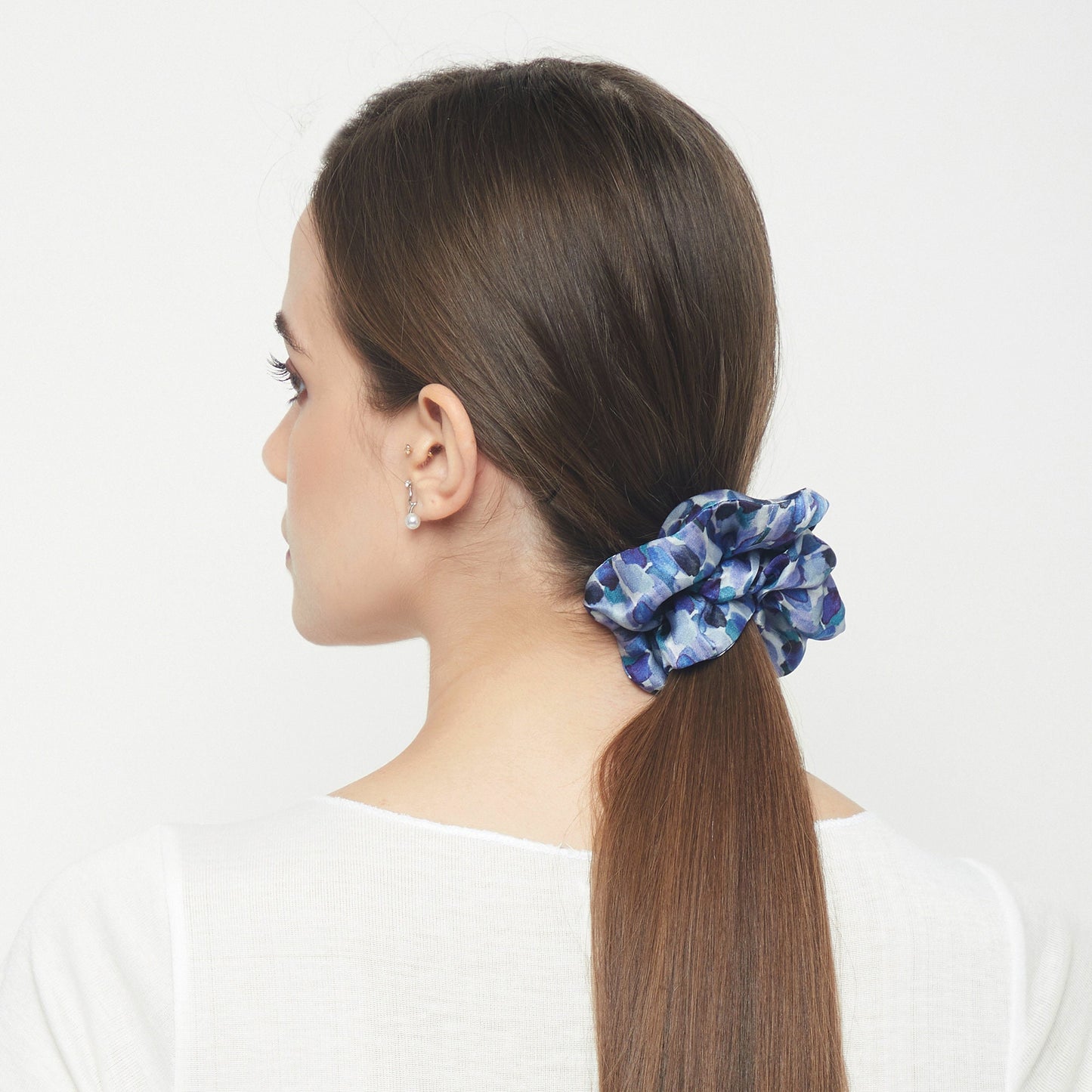100% Silk Scrunchie Blue Skies