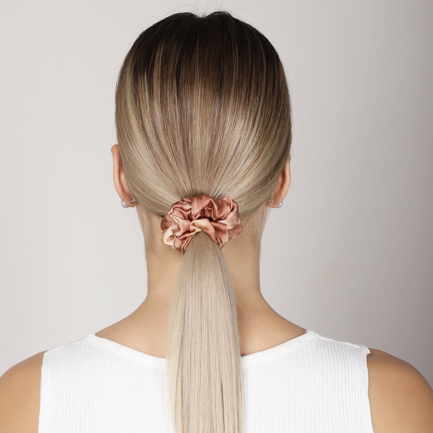 100% Silk Small Scrunchie Tie and Dye Browns