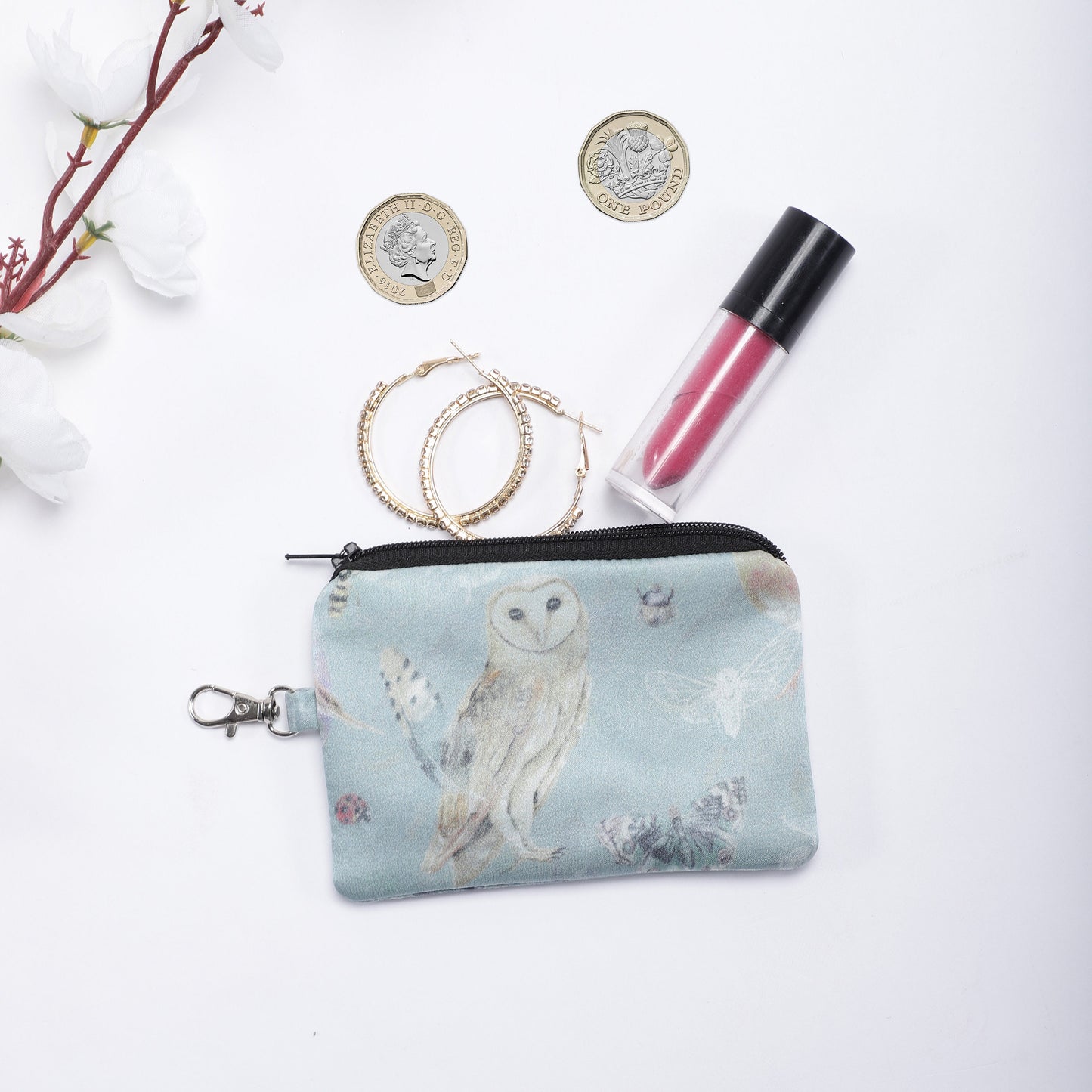 Silk Pouch/ Coin Purse Small Birds