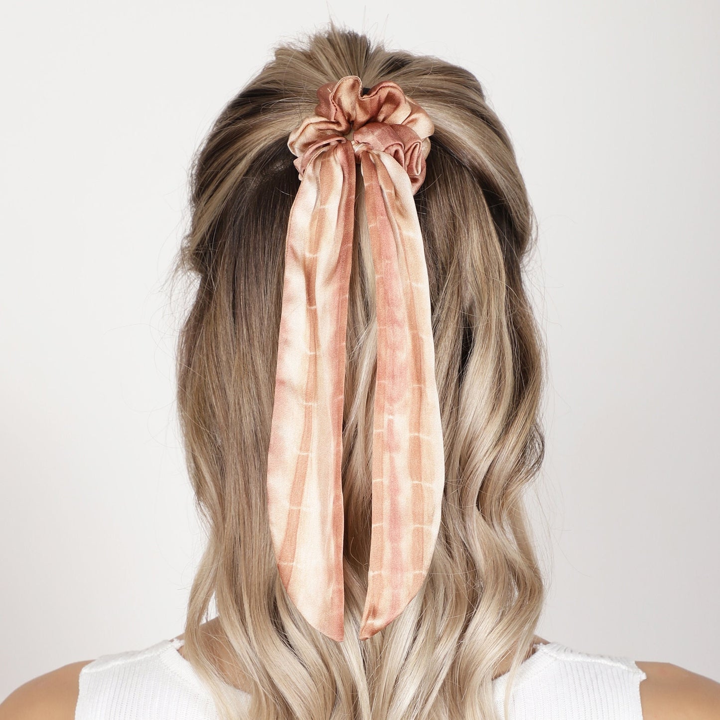 100% Silk Scarf Scrunchie Tie and Dye Browns