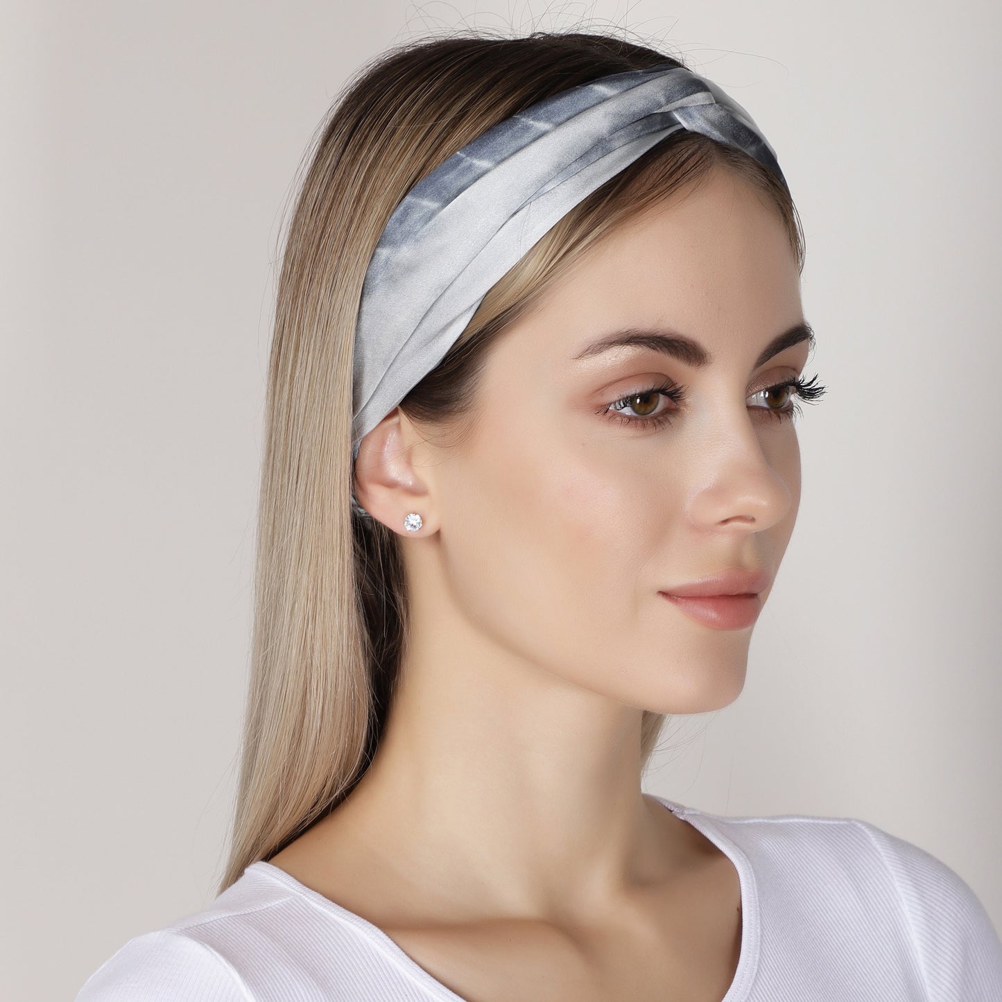 Mulberry Silk Headband Tie and Dye Greys