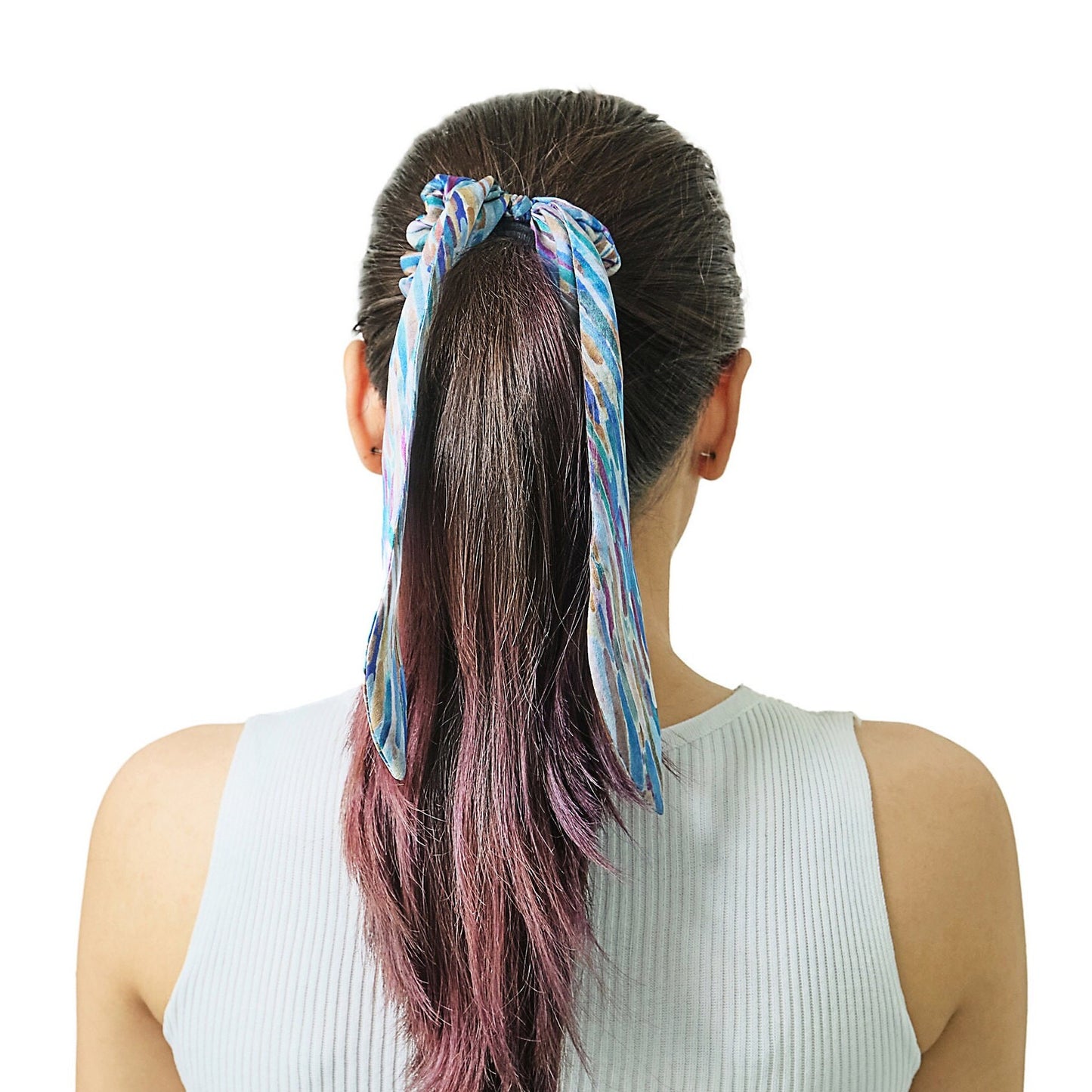 100% Silk Scarf Scrunchie Vibrant Abstract