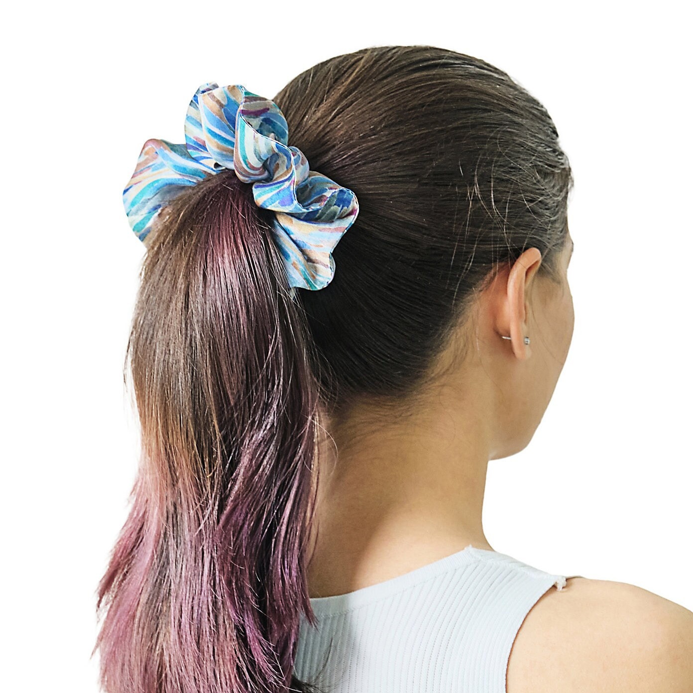 100% Silk Scrunchie Vibrant Abstract