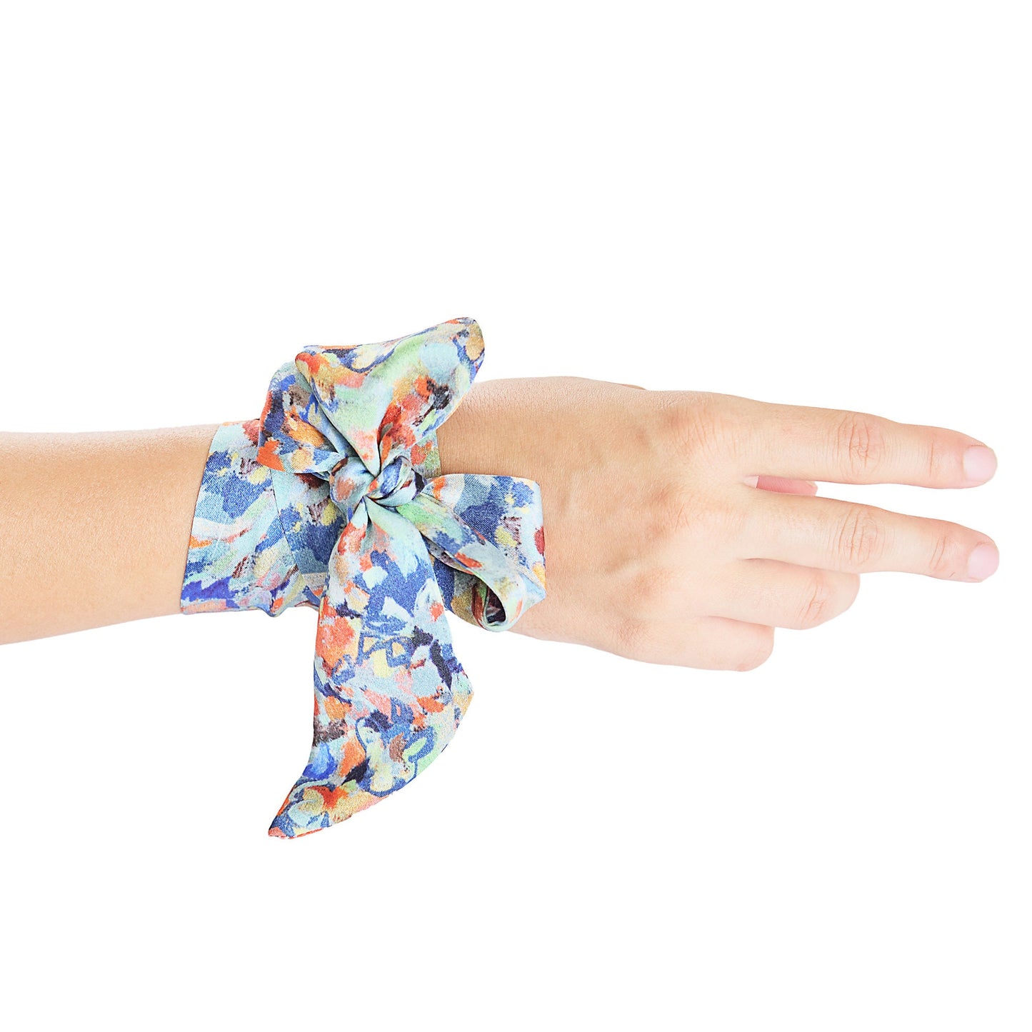 100% Silk Skinny Scarf Flower Field