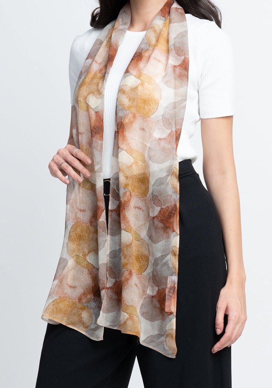 Long chiffon Silk Scarf organic
