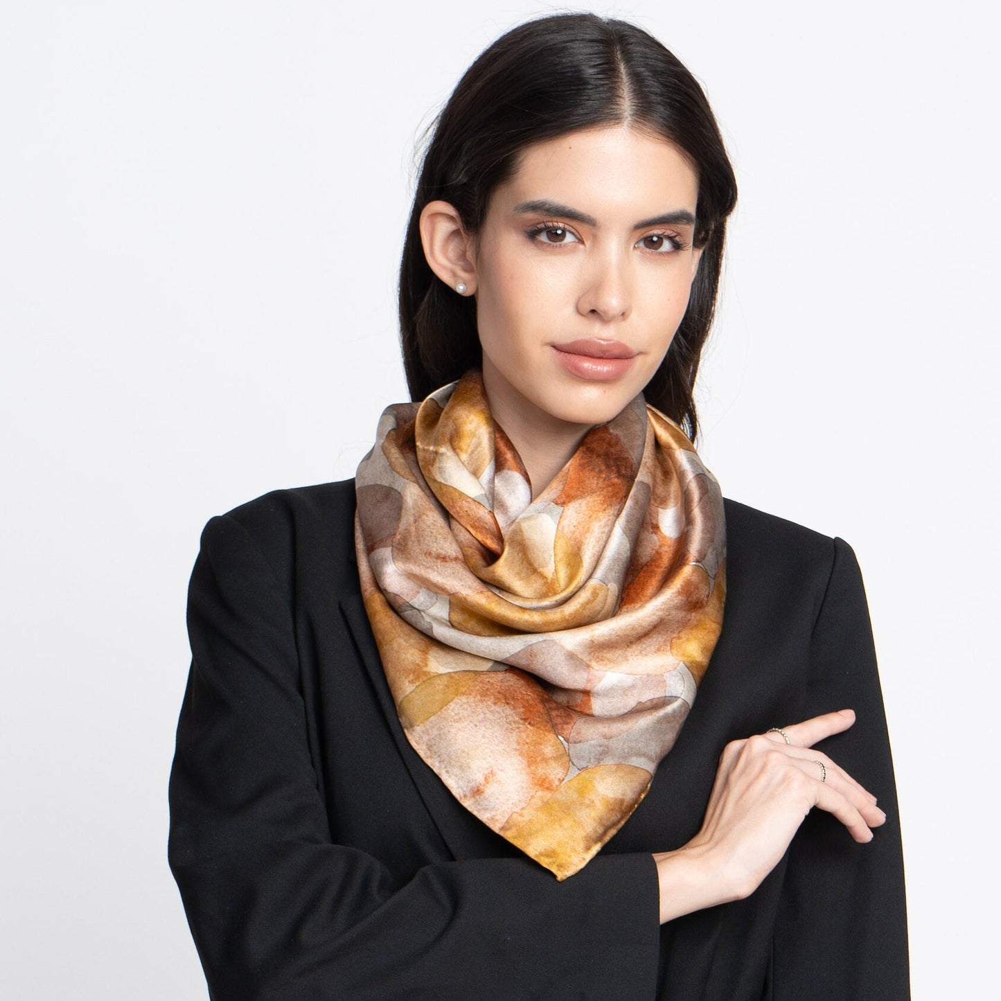 Hand Roll Hemmed Large Square Silk Scarf organic