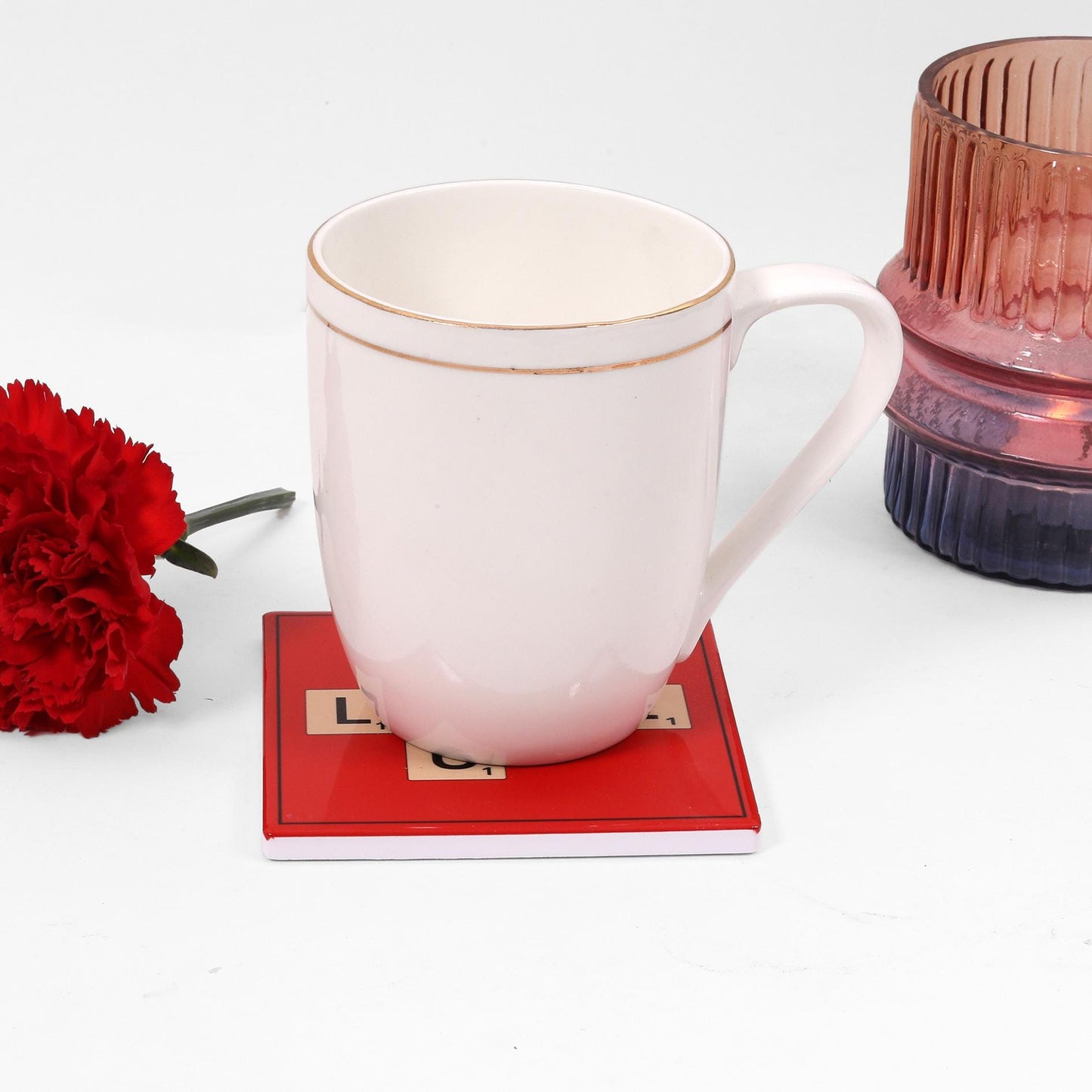 Ceramic coaster Love scrabble