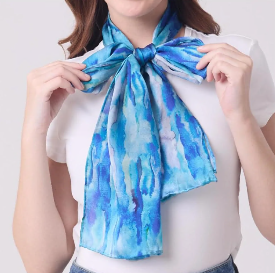 Long Hand Roll Hemmed Silk Scarves