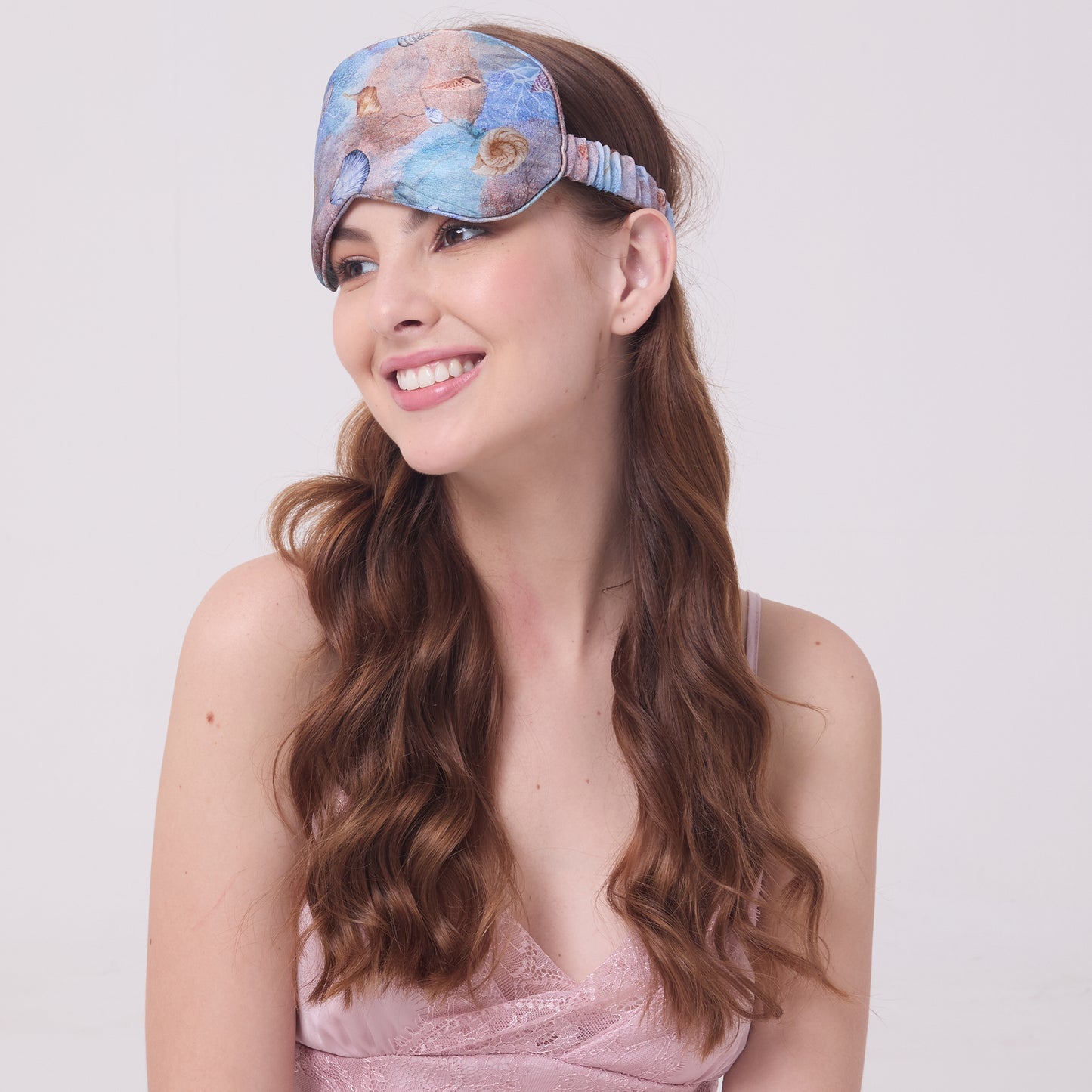 MULBERRY SILK EYE MASK CORALS AND SHELLS