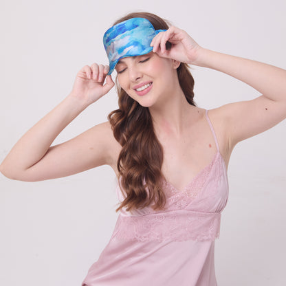 MULBERRY SILK EYE MASK AQUA