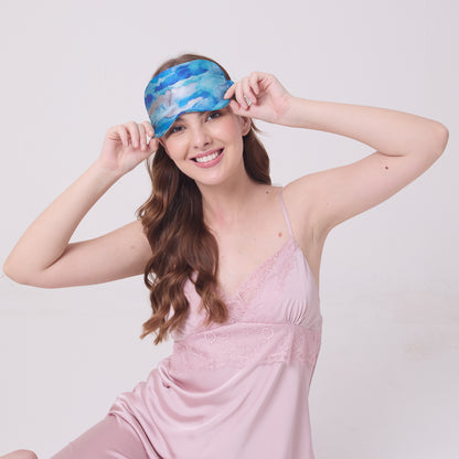 MULBERRY SILK EYE MASK AQUA