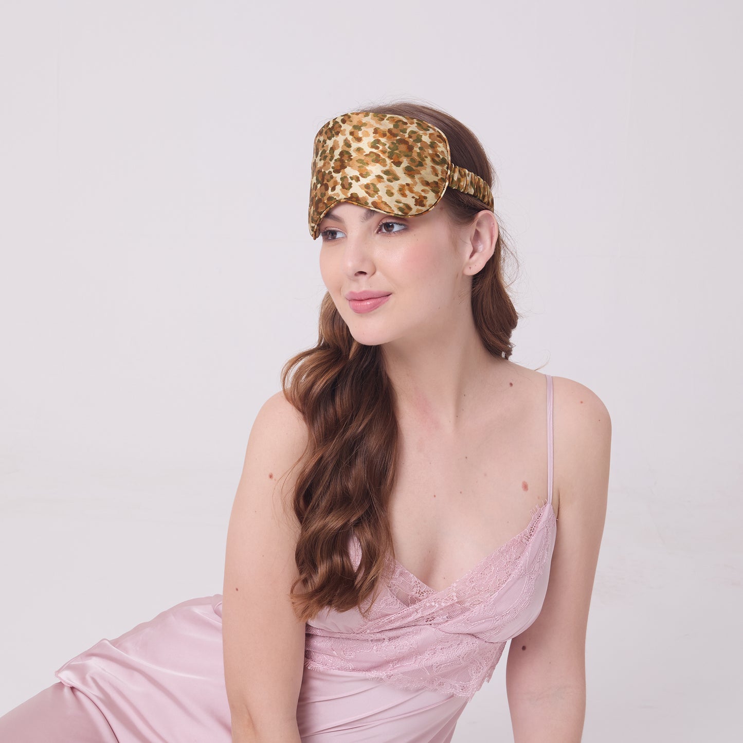 MULBERRY SILK EYE MASK LEOPARD