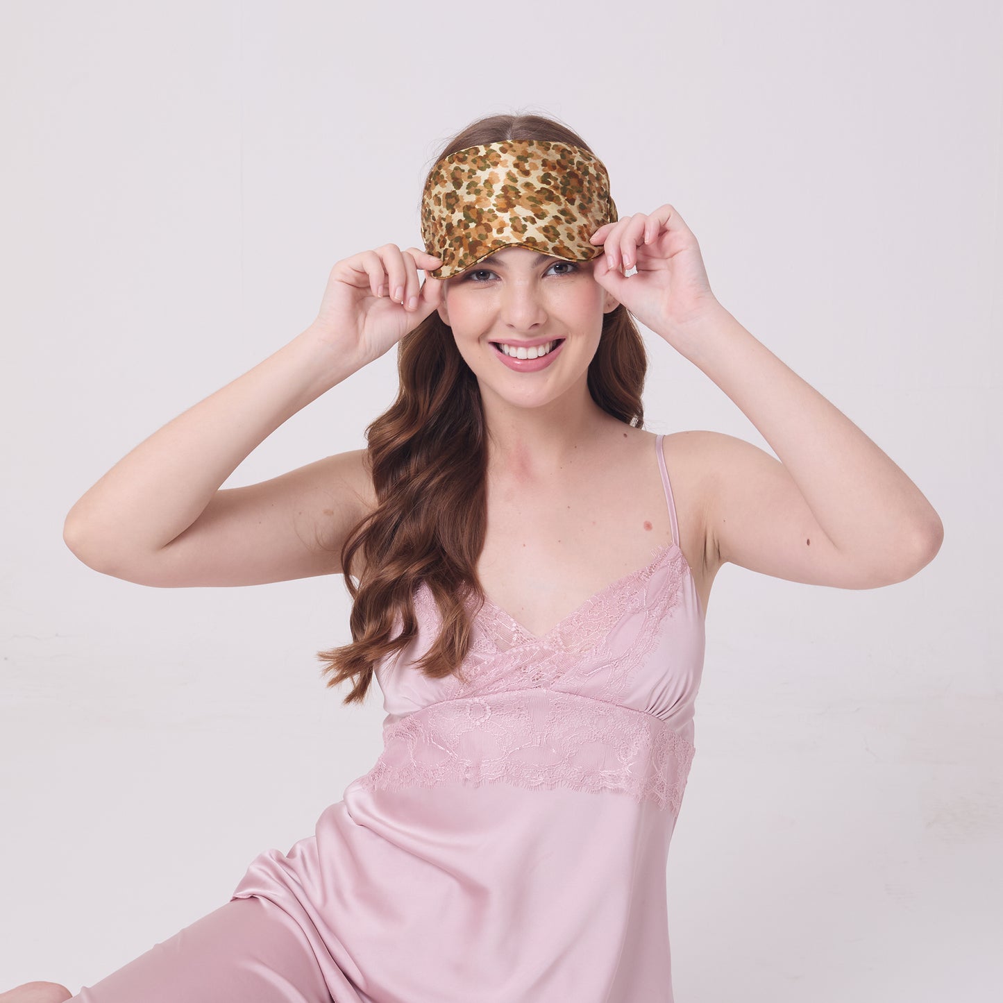 MULBERRY SILK EYE MASK LEOPARD
