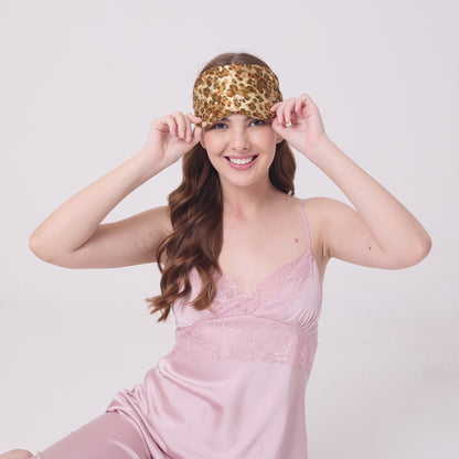 MULBERRY SILK EYE MASK LEOPARD