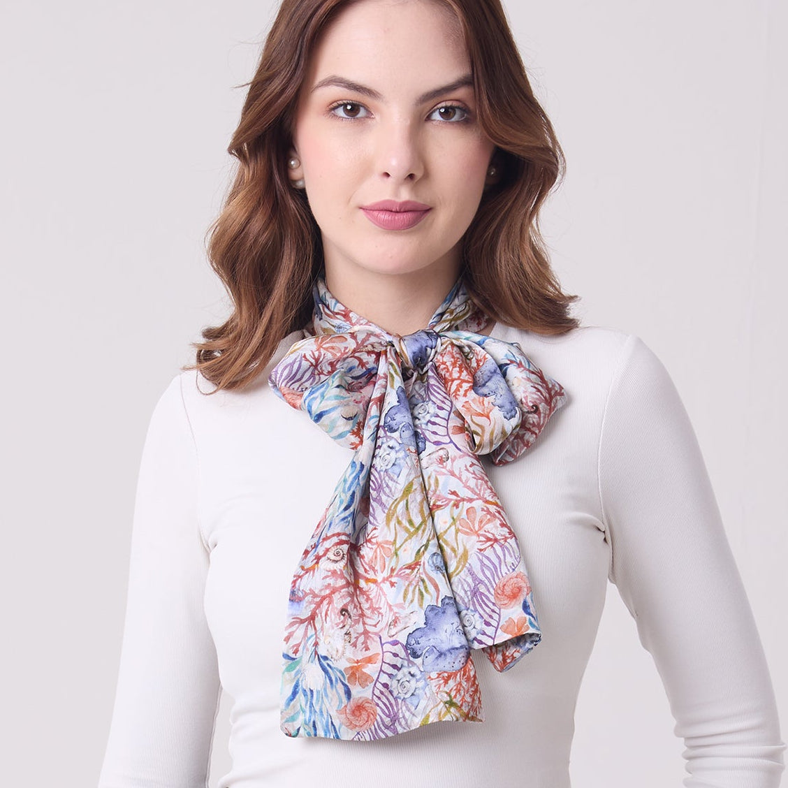 LONG DOUBLE SIDED SCARF UNDERSEA TREASURES