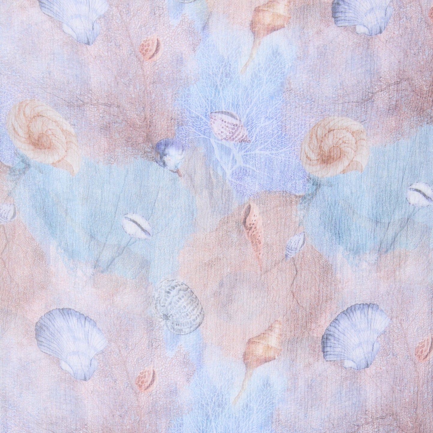 CHIFFON SILK NECKERCHIEF CORALS AND SHELLS