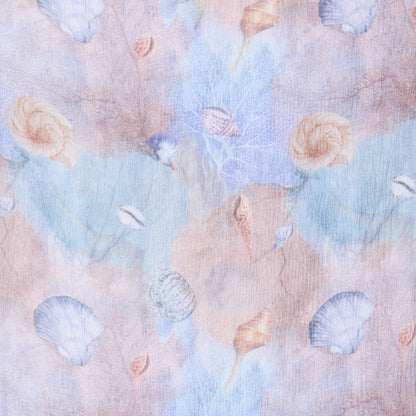 CHIFFON SILK NECKERCHIEF CORALS AND SHELLS