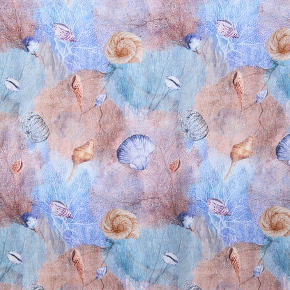 SATIN SILK NECKERCHIEF CORALS AND SHELLS