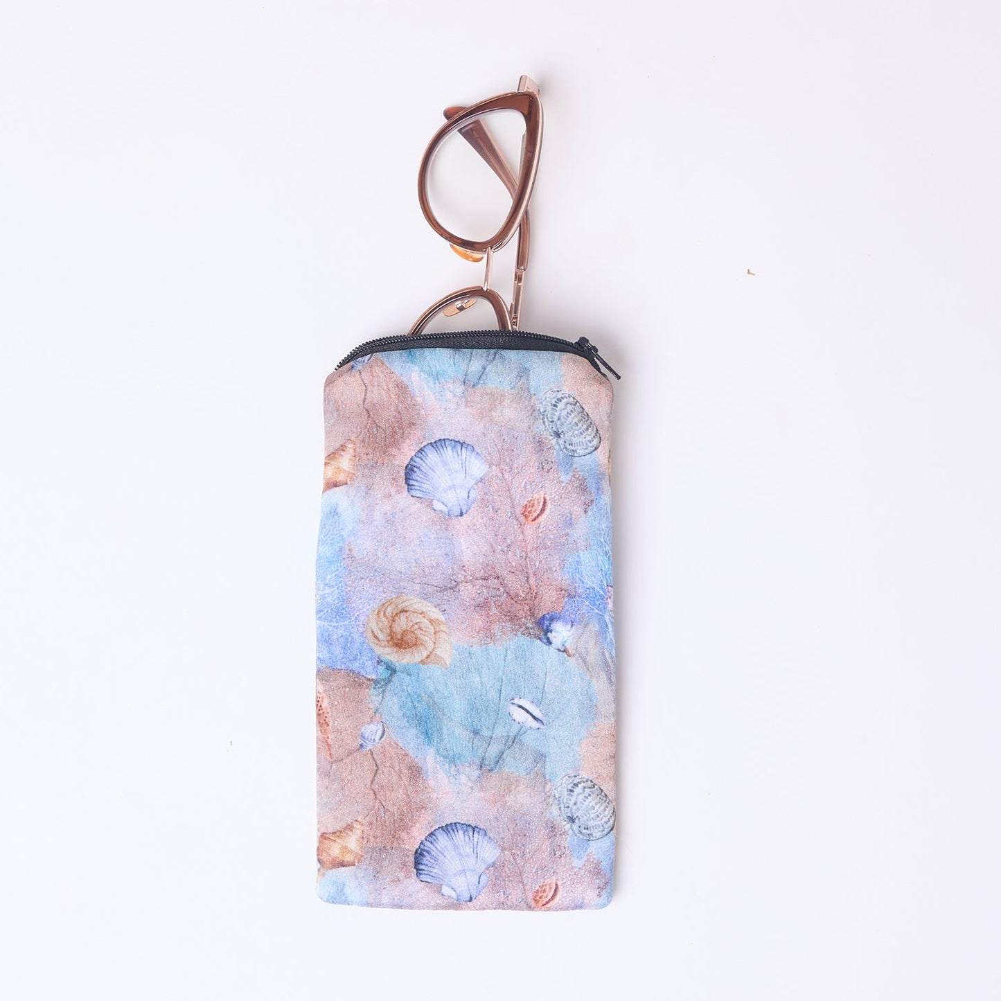 SILK GLASSES CASE CORALS AND SHELLS