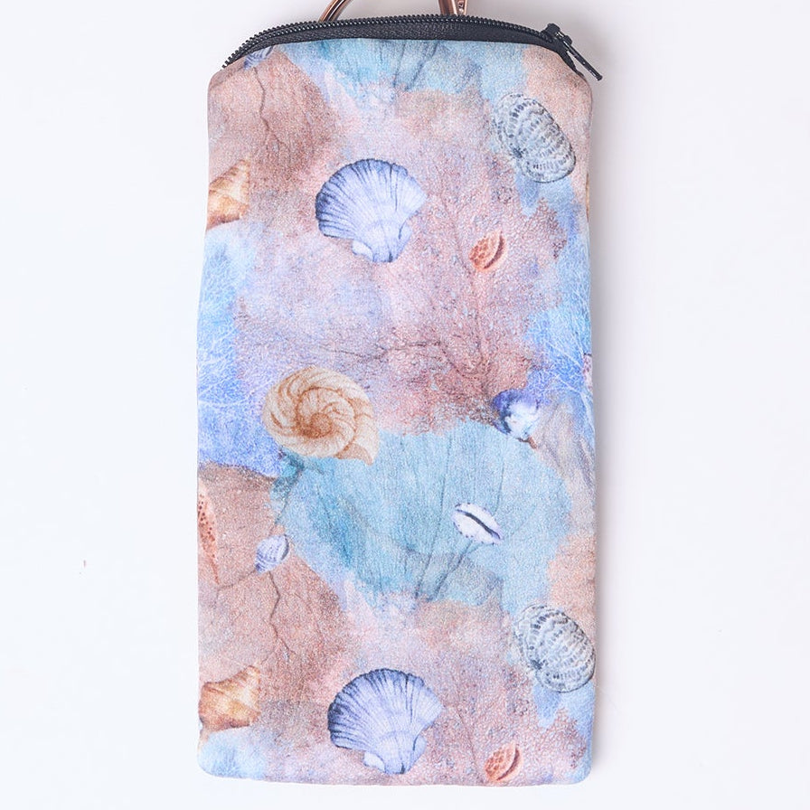 SILK GLASSES CASE CORALS AND SHELLS