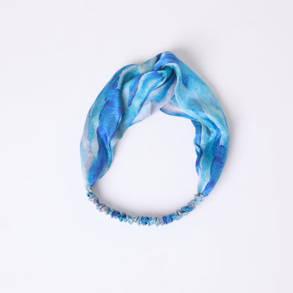 MULBERRY SILK HEADBAND AQUA