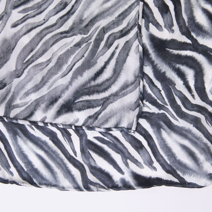 LONG HANDROLL HEMMED SCARF ZEBRA