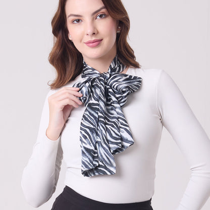 LONG DOUBLE SIDED SILK SCARF ZEBRA