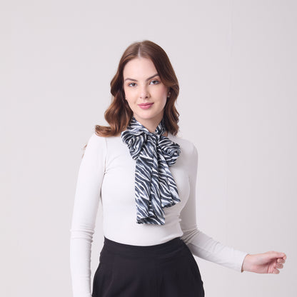 LONG DOUBLE SIDED SILK SCARF ZEBRA