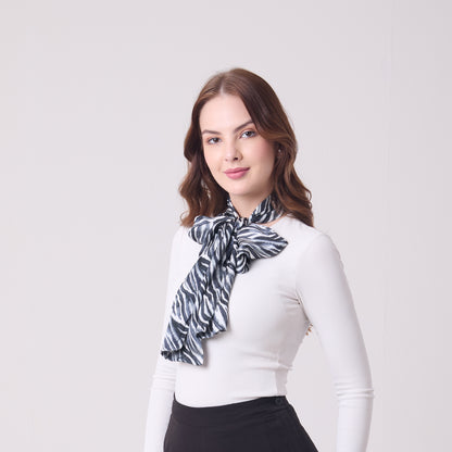 LONG DOUBLE SIDED SILK SCARF ZEBRA