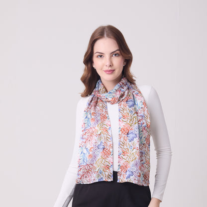 LONG HAND ROLL HEMMED SCARF UNDERSEA TREASURES