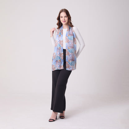 LONG HANDROLL HEMMED SCARF CORALS AND SHELLS