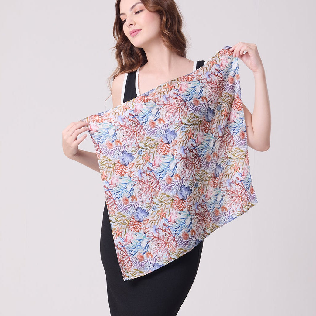 SATIN SILK NECKERCHIEF UNDERSEA TREASURES