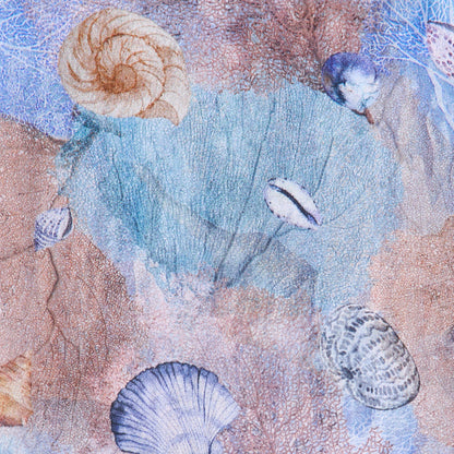 LONG DOUBLE SIDED SILK SCARF CORALS AND SHELLS