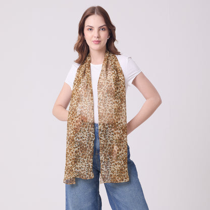 CHIFFON SILK LONG SCARF LEOPARD