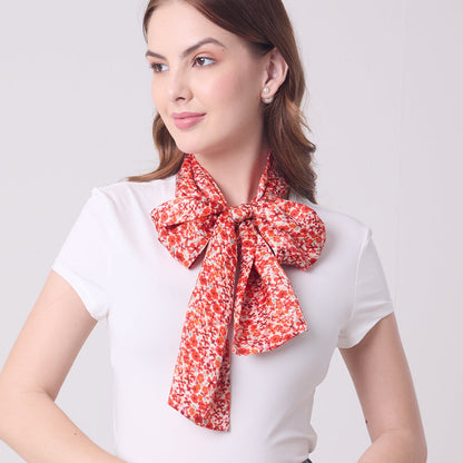 LONG DOUBLE SIDED SILK SCARF DITSY RED