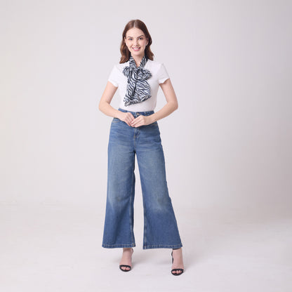 LONG HANDROLL HEMMED SCARF ZEBRA