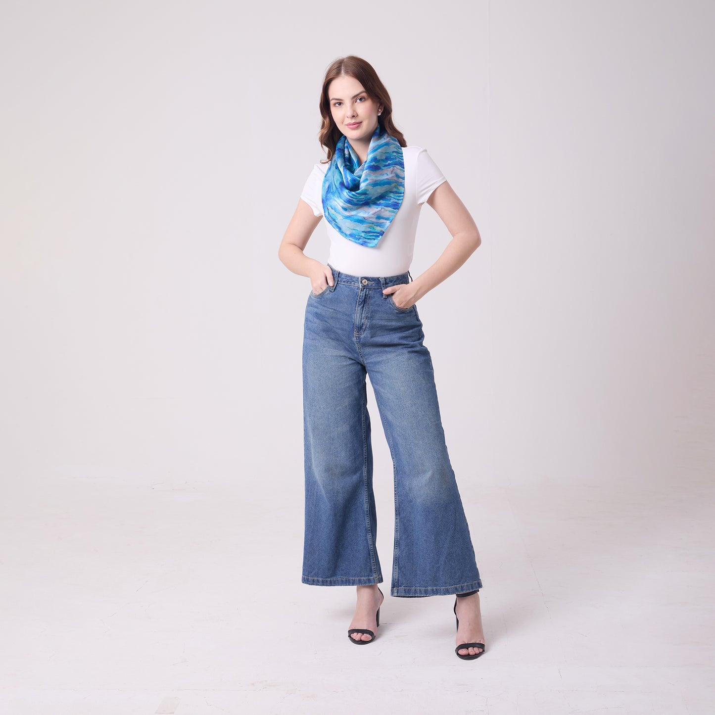 LARGE SQUARE SCARF AQUA