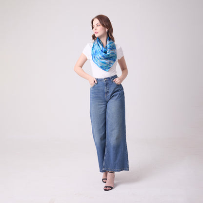 LARGE SQUARE SCARF AQUA