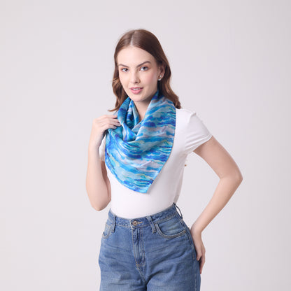 LARGE SQUARE SCARF AQUA
