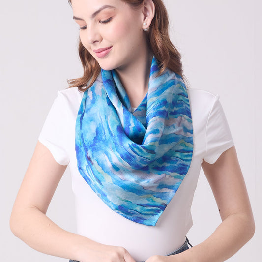 LARGE SQUARE SCARF AQUA