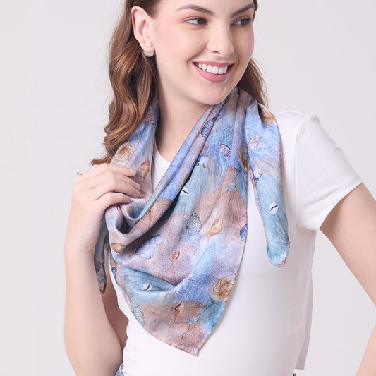 LARGE SQUARE SCARF CORALS AND SHELLS