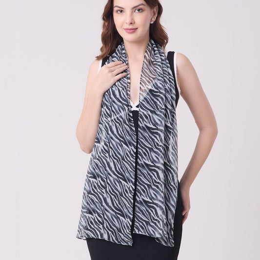 CHIFFON SILK LONG SCARF ZEBRA