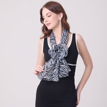 CHIFFON SILK LONG SCARF ZEBRA