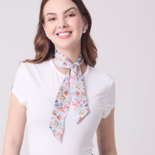SILK SLIM SCARF UNDERSEA TREASURES